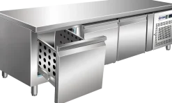 Unterbaukühltisch UKT 311 mit 3 Schubladen, CNS Edelstahl, 1795 mm, 0,155 kW