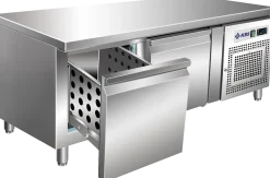 Unterbaukühltisch UKT 211 mit 2 Schubladen, CNS Edelstahl, 1360 mm, 0,15 kW