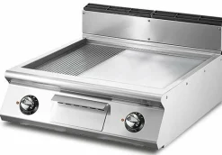 VIRTUS Gas-Grillplatte, 1/2 glatte,1/2 gerillte Platte, Breite 800mm, Tiefe 730mm, kW 12