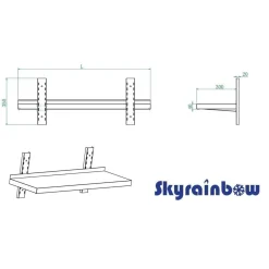 Wandbord Edelstahl, 1 Boden, Breite 1500x300 mm