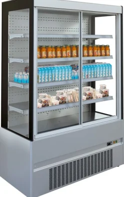 Wandkühlregal Edelstahl Cronus 1935 mit Schiebetüren,1935 mm