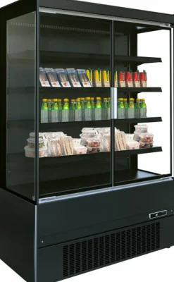 Wandkühlung Jamie 1.3, 2 Türen, Schwarz, Umluftkühlung, LED