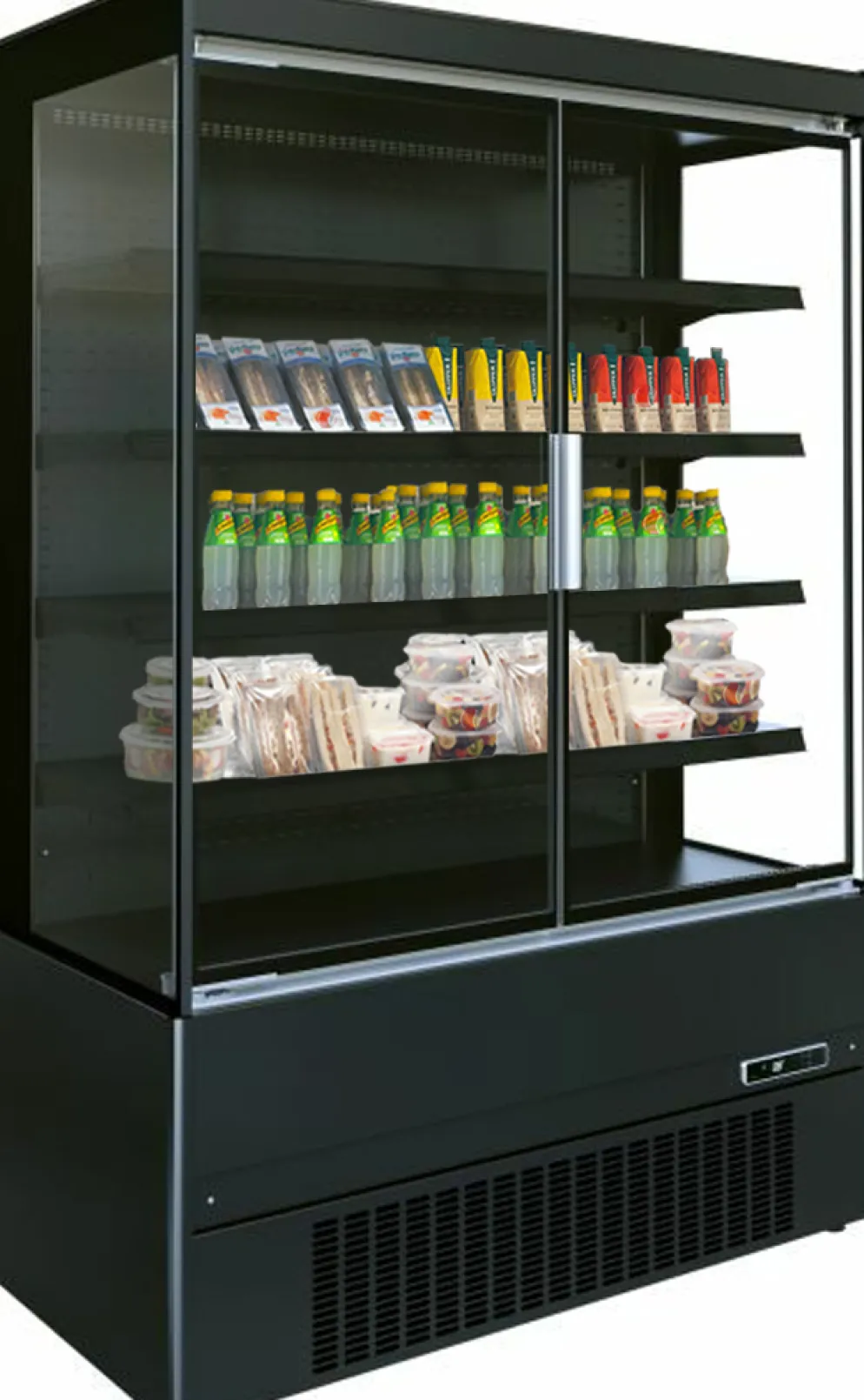 Wandkühlung Jamie 1.3, 2 Türen, Schwarz, Umluftkühlung, LED