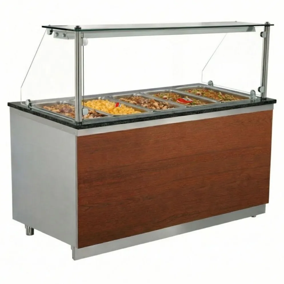 Warme Theke Bain-Marie Pro mit Holzfront für 5x GN 1/1, 2000x880x850 mm
