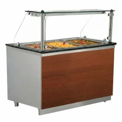 Warme Theke Bain-Marie Pro mit Holzfront für 3x GN 1/1, 1100x880x850 mm