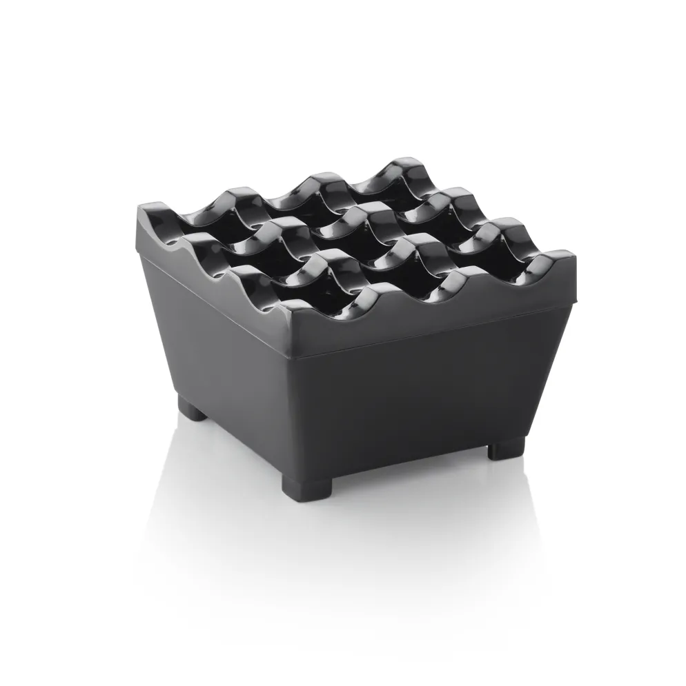 Windaschenbecher, 7,5 x 7,5 x 4,5 cm, schwarz verchromt, Zinkguss