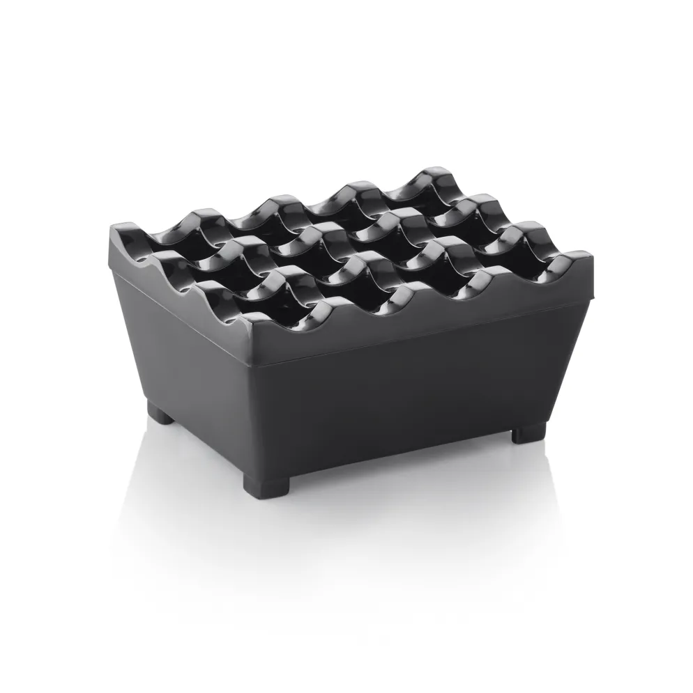 Windaschenbecher, 9,5 x 7,5 x 4,5 cm, schwarz verchromt, Zinkguss