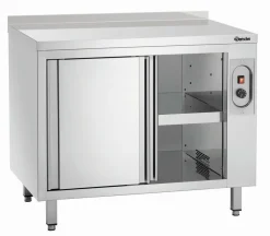 Wärmeschrank mit Schiebetüren und Zwischenboden, Breite 1000mm, mit Aufkantung