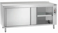 Wärmeschrank mit Schiebetüren und Zwischenboden, Breite 1800, mit Aufkantung