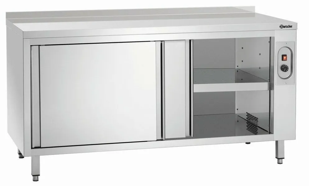 Wärmeschrank mit Schiebetüren und Zwischenboden, Breite 1600mm, mit Aufkantung