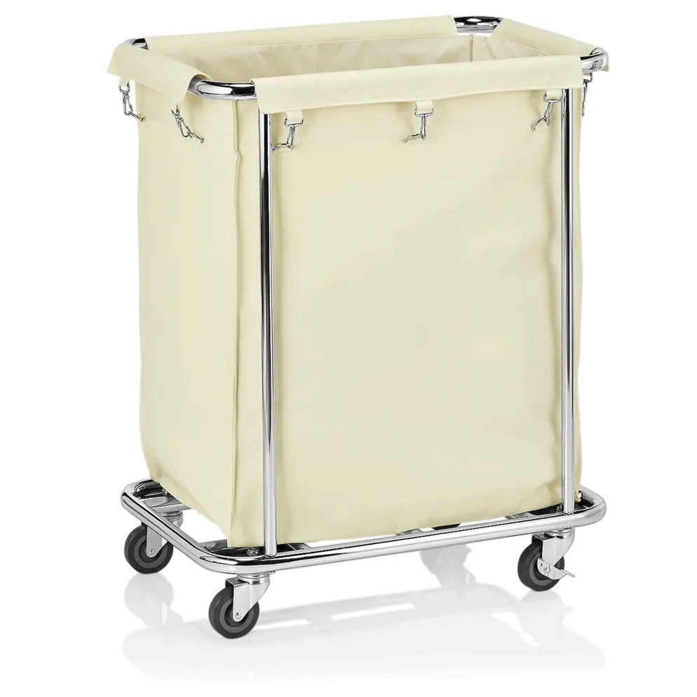 Wäschewagen weiß, 65 x 45 x 84 cm, verchromt/Nylon