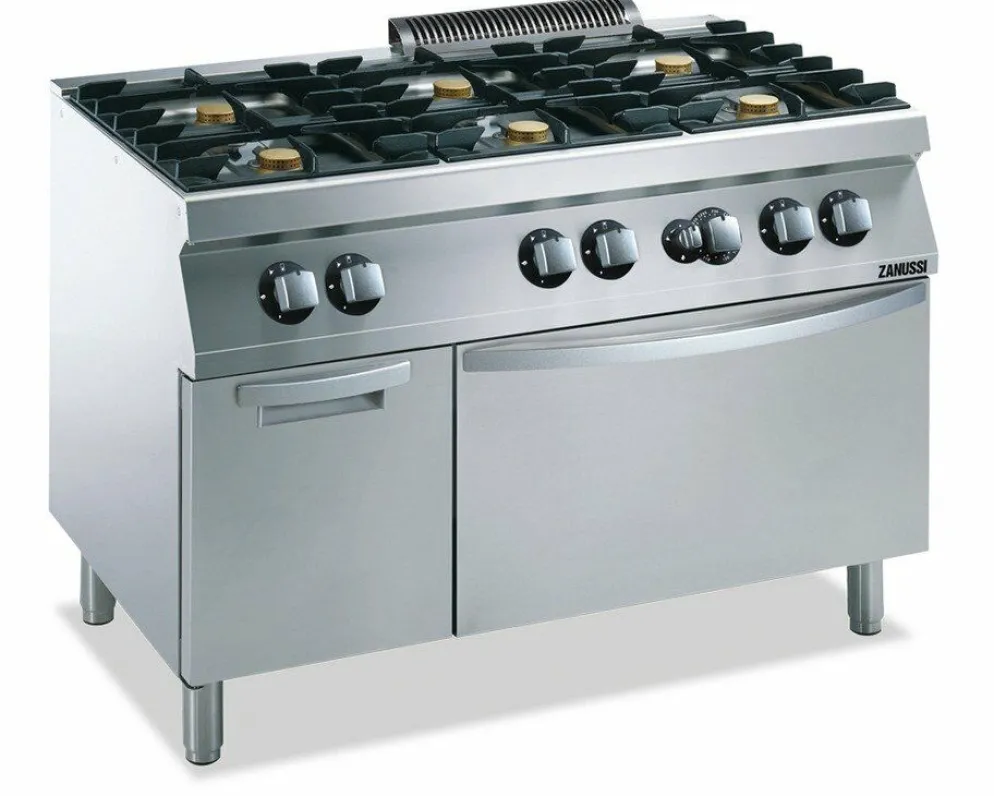 ZANUSSI Gasherd GH7 6 Brenner mit Gasbratofen GN 2/1, 1200x700x850mm
