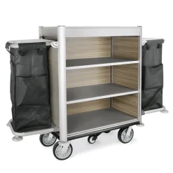 Zimmerservicewagen HEIDI, 190 x 65 x 140 cm, schwarz, Aluminium, HPL