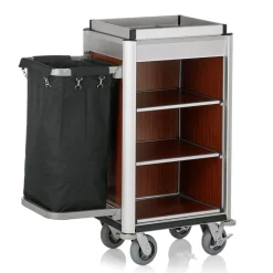 Zimmerservicewagen ISABELLA, 95 x 55 x 116 cm, helle Kanten, dunkle Holzoptik