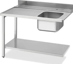 Zulauftisch Becken links, Breite 120cm, Grundboden und Aufkantung