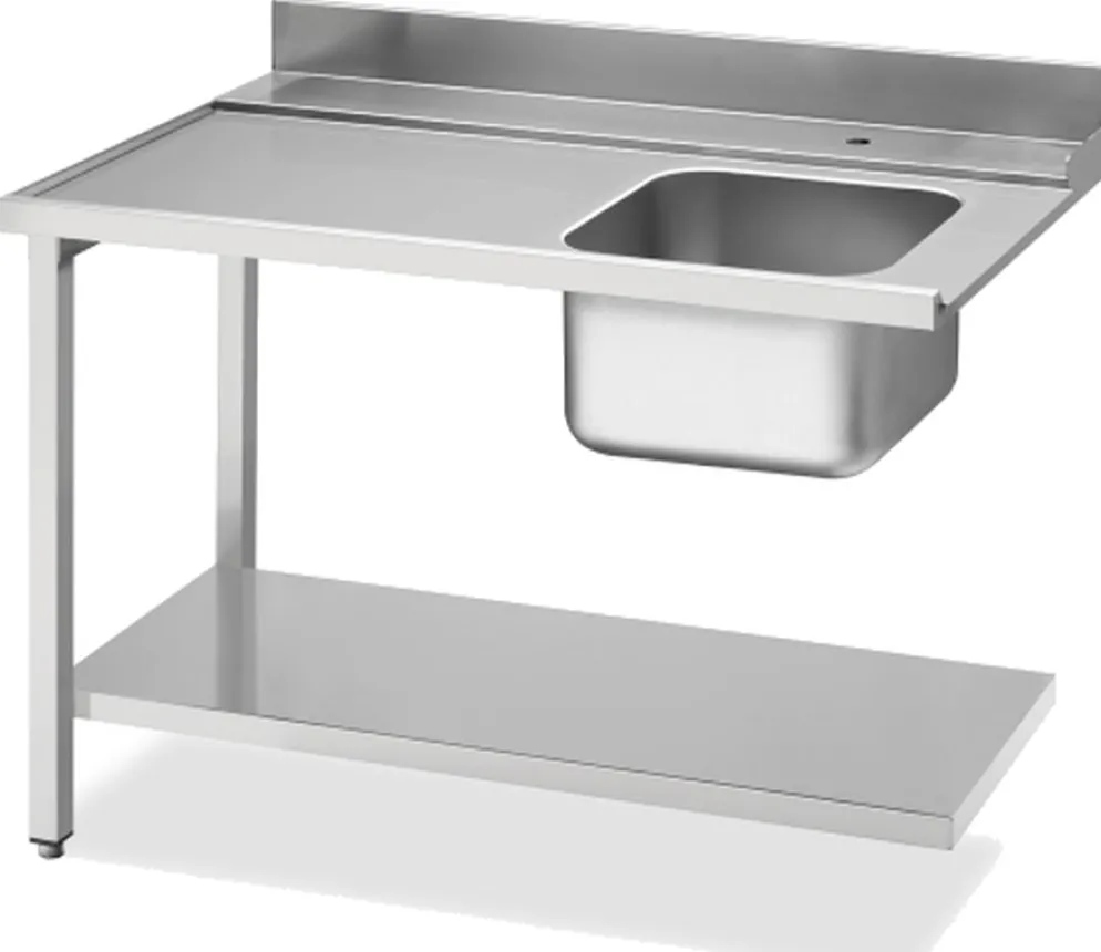 Zulauftisch Becken links, Breite 120cm, Grundboden und Aufkantung