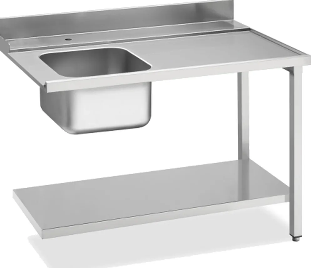 Zulauftisch Becken rechts, Breite 120cm, Grundboden und Aufkantung
